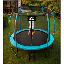 Aga SPORT EXCLUSIVE Trampolin 250 cm svetlo modra + zaščitna mreža + lestev - II. KAKOVOST