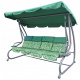 Velika 4-sedežna vrtna gugalnica Zelena + Tekstil + Streha + Nastavljiv sedež + 4 blazine