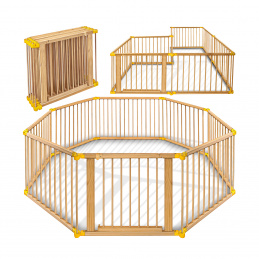 Kiduku Otroška ograja 7,2 m Naravna/Rumena