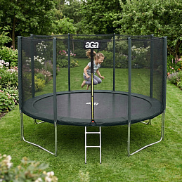Aga SPORT PRO Trampolin 366 cm temno zelena + zaščitna mreža + lestev - II. KAKOVOST