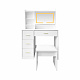 Aga Toaletna mizica z ogledalom in LED-osvetlitvijo + tabure MRDT30 bela