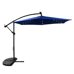 Aga Vrtni senčnik 300 cm Temno moder z LED osvetlitvijo
