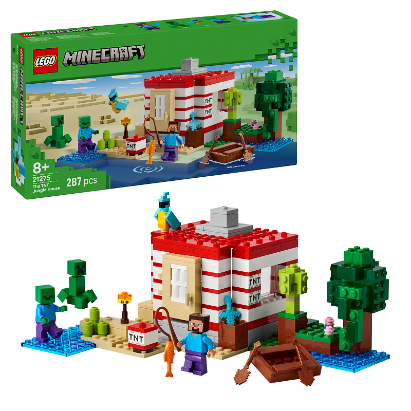 LEGO® Minecraft® Džungelska hiša TNT, zbirateljska igrača za videoigričarje 21275