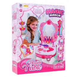 Interaktivna prenosna toaletna mizica za deklice 3+ Ogledalo + kozmetika + dodatki