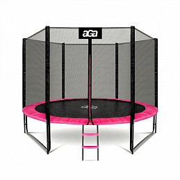 Aga Trampolin 305 cm Roza + zaščitna mreža + lestev 6SAF027 - II. KAKOVOST