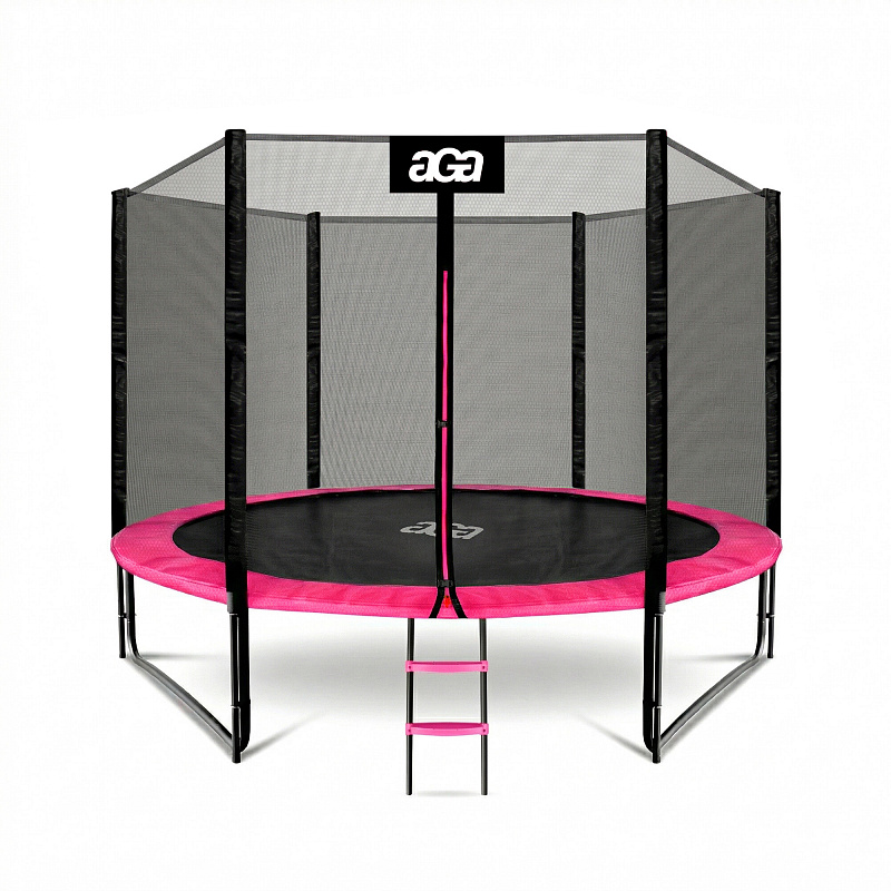 Aga Trampolin 305 cm Roza + zaščitna mreža + lestev 6SAF027 - II. KAKOVOST