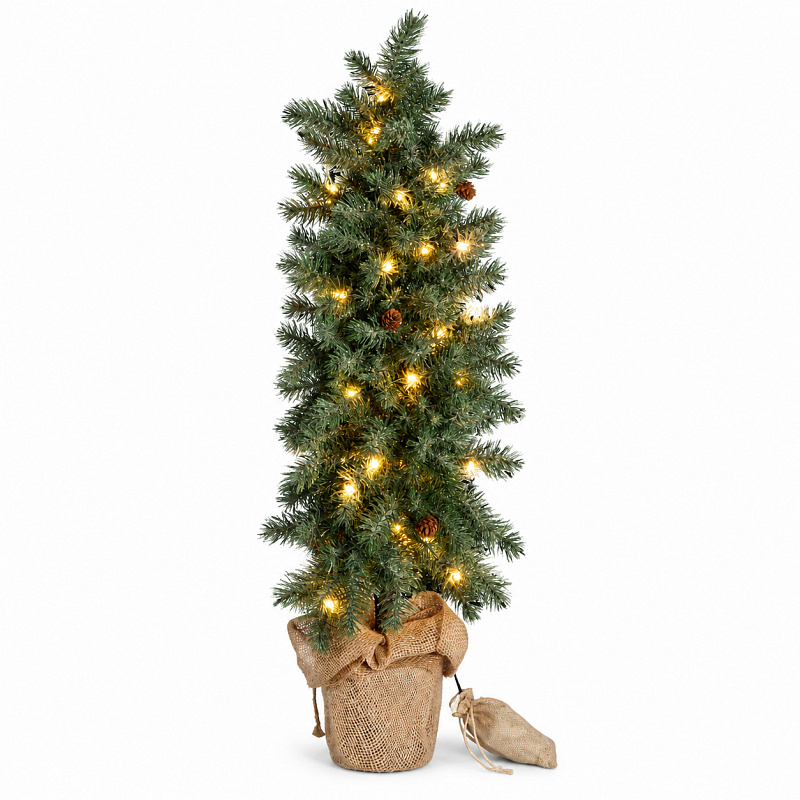 Aga Umetno božično drevo v loncu 85 cm zasneženo z LED osvetlitvijo