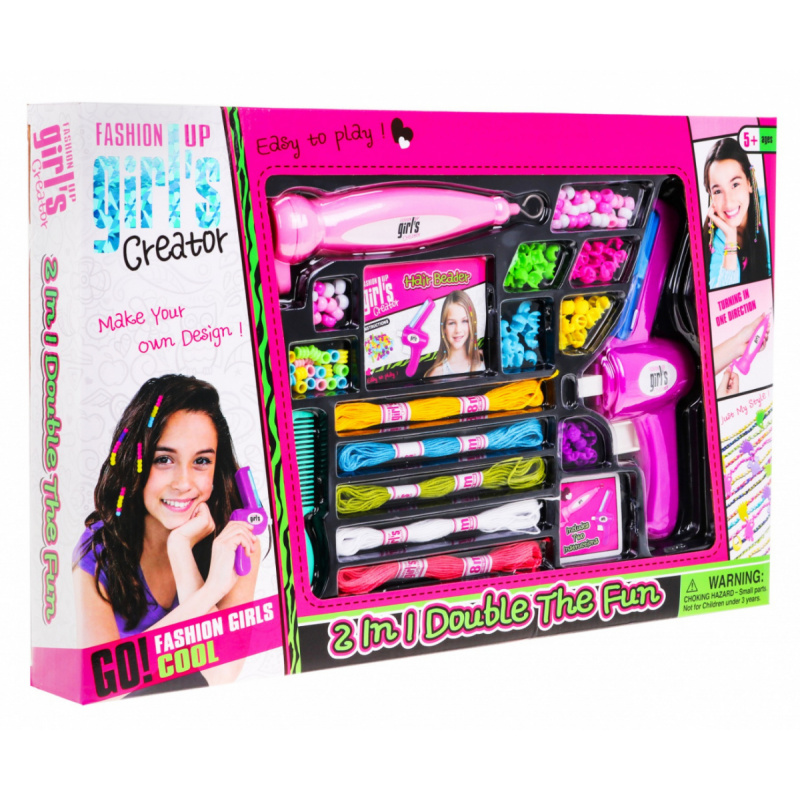 Komplet kroglic in zapestnic za lase za otroke 5+ Stroji za pletenje + dodatki