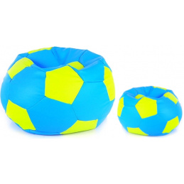 Aga Sedežna vreča BALL XXXL Svetlo zelena - Svetlo modra + podnožnik