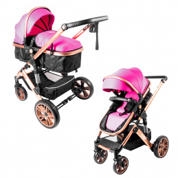 Aga Kombinirani voziček 2v1 Črno/Roza