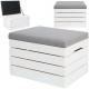 Lesena skrinja s oblazinjenim pokrovom 40 x 50 x 35 cm Sivo/Bela 15252