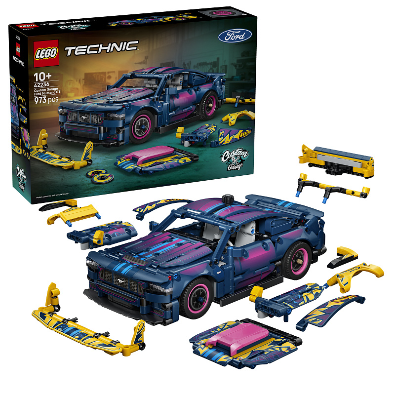 LEGO® Technic 42236 Avtomehanična delavnica za prilagoditve – Avtomobil Ford Mustang GT