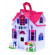 Raztegljiva otroška hišica 3+ Vijolična + figurice družine + pes + pohištvo + 2 nadstropji