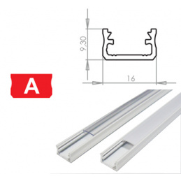 Aluminijasti profil za LED trakove A Površinski Beli 1m