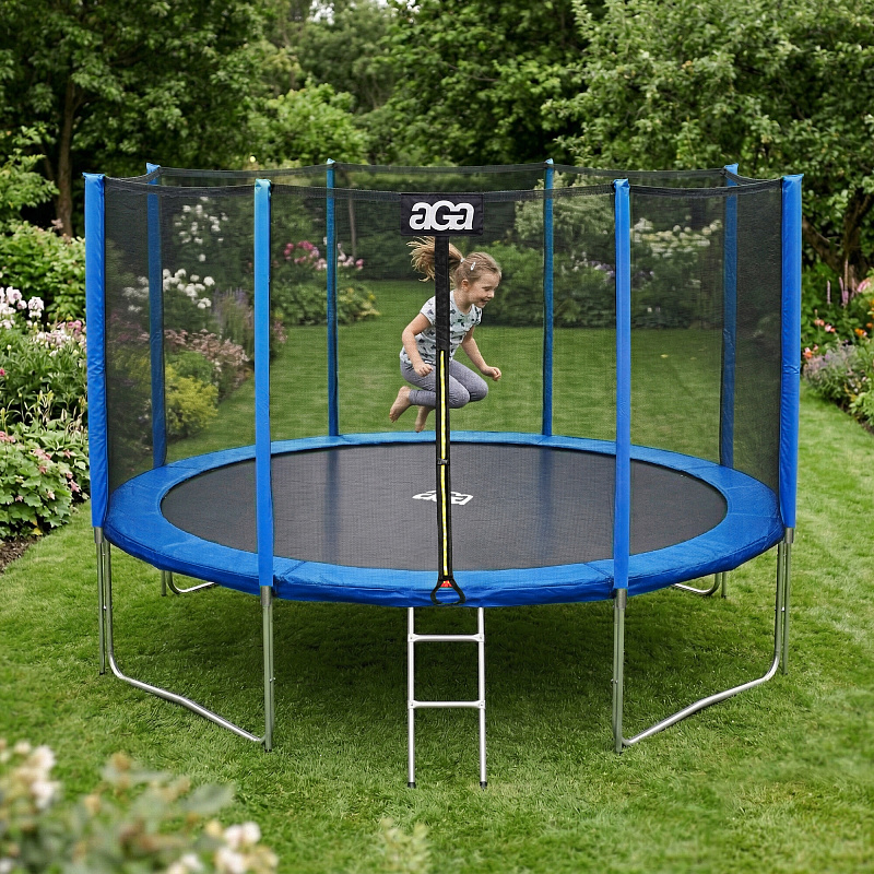 Aga SPORT PRO Trampolin 366 cm Modra + zaščitna mreža + lestev - II. KAKOVOST