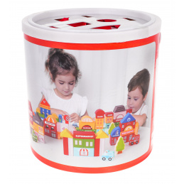 Lesene kocke mesta za otroke 3+ Podloga za tla + sortirnik oblik + kocke 115 el. Lesene kocke mesta za otroke 3+ Podloga za tla + sortirnik oblik + kocke 115 el.