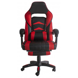 Aga Pisarniški stol Črno - Rdeč z oporo za noge