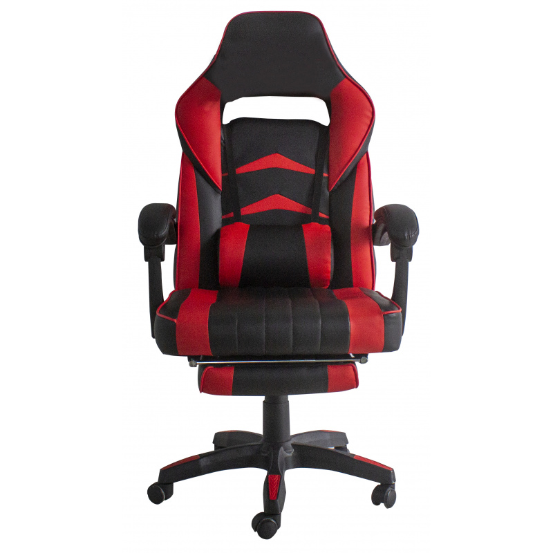 Aga Pisarniški stol Črno - Rdeč z oporo za noge