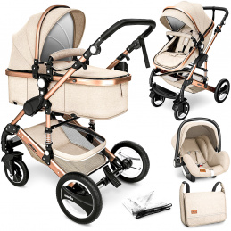 Kiduku Kombinirani voziček 3v1 Bež