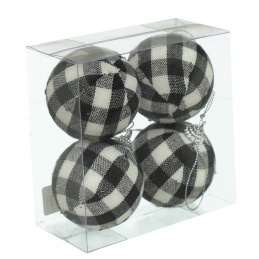 Set štirih karirastih božičnih okraskov za drevo