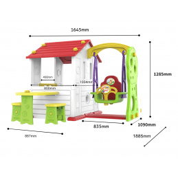 Vrtna hišica 3 v 1 za otroke Rdeča streha