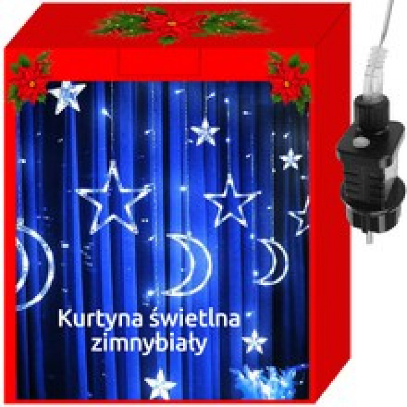 Svetlobna zavesa zvezda, mesec 138 LED hladno bela ISO 11330