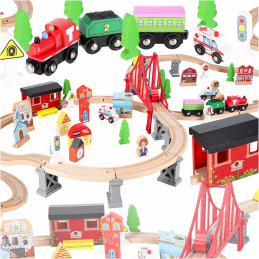 Aga Otroška lesena železniška proga 70 kosov