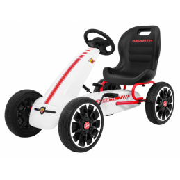 ABARTH otroški pedalni gokart Bela + EVA kolesa + Ročna zavora + Prosti tek