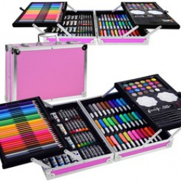 Umetniški komplet za slikanje v kovčku 145 kosov AP0005 Roza