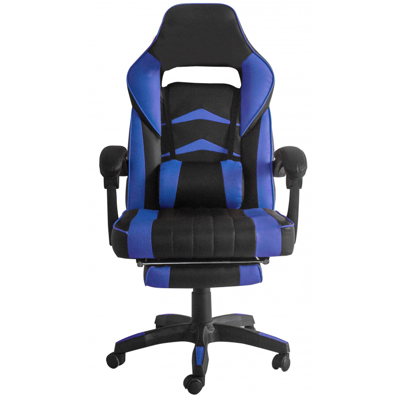 Aga Pisarniški stol Črno - Modra z oporo za noge