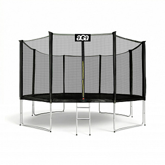 Aga SPORT PRO Trampolin 366 cm Črna + zaščitna mreža + lestev