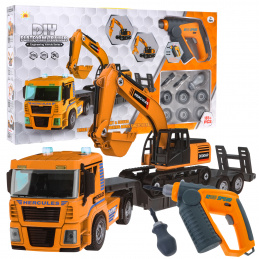 Vrtljiva gradbena vozila za otroke 3+ Tovornjak + bager + vrtalnik/vijačnik 185 el.