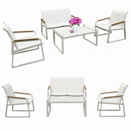 Komplet vrtnega pohištva - 2 stola, miza, kavč - moderno