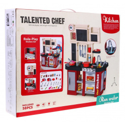 Interaktivna vinska kuhinja za otroke 3+ Gorilniki z zvokom in svetlobo + Vodovodna pipa + Dodatki 58 el.