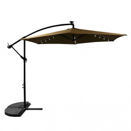 Aga Vrtni senčnik 300 cm Rjav z LED osvetlitvijo