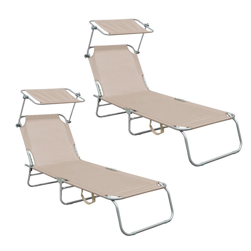 Aga 2x Vrtni ležalnik z nadstreškom Bež