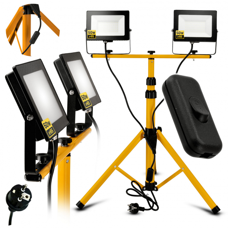 Komplet 2x LED reflektor 50W nevtralna bela + 160cm stojalo + stikalo