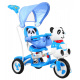 otroško trikolesno kolo Panda Blue + zvoki + streha + varovalo + naslon za noge + ročaj + sani + prostor za shranjevanje