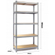 Kynast Kovinski regal 180x90x40 cm 5 polic Silver
