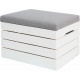 Lesena skrinja s oblazinjenim pokrovom 40 x 50 x 35 cm Sivo/Bela 15252