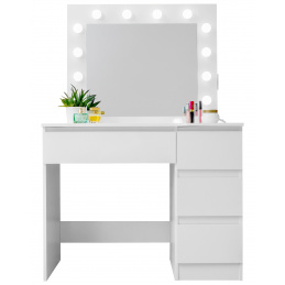 Aga Toaletna miza z ogledalom, osvetlitvijo in el.vtičnico Sijajno bela 2DAZ633 - II. Kakovost