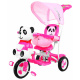otroško trikolesno kolo Panda Pink + zvoki + streha + ograja + naslon za noge + ročaj + sani + prostor za shranjevanje