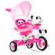 otroško trikolesno kolo Panda Pink + zvoki + streha + ograja + naslon za noge + ročaj + sani + prostor za shranjevanje