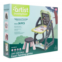 Multifunkcijska otroška tabla 3+ Magnetna tabla + tabla za kredo + stol + pisalni pripomočki