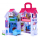 Raztegljiva otroška hišica 3+ Vijolična + figurice družine + pes + pohištvo + 2 nadstropji