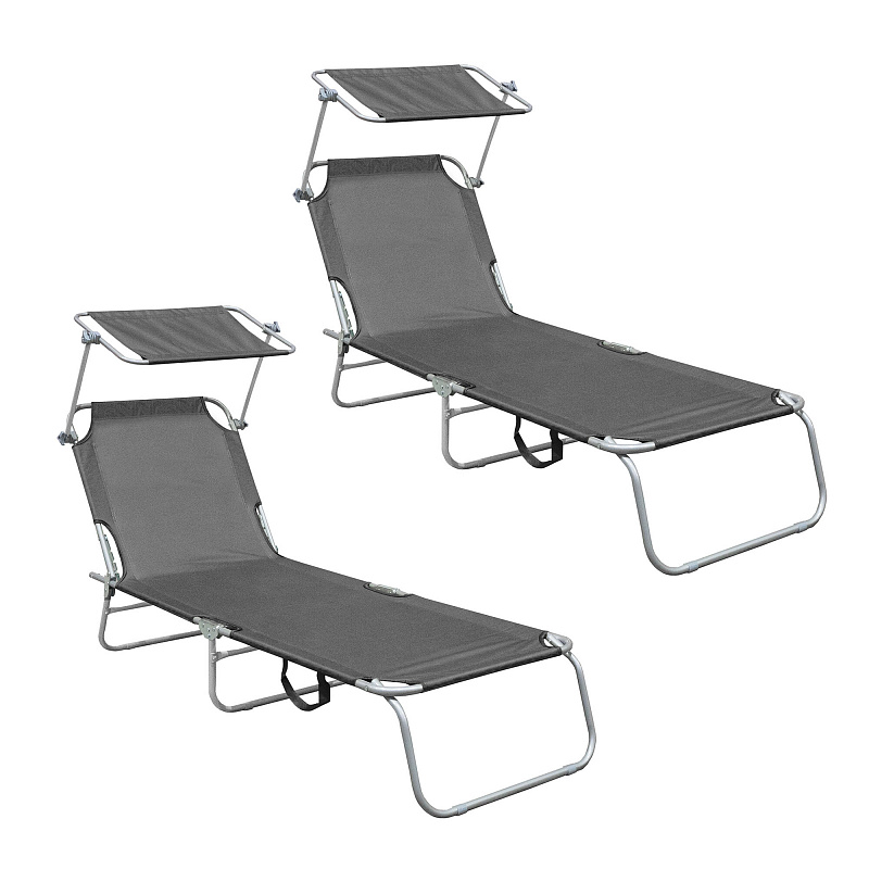 Aga 2x Vrtni ležalnik z nadstreškom Sivi