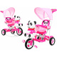 otroško trikolesno kolo Panda Pink + zvoki + streha + ograja + naslon za noge + ročaj + sani + prostor za shranjevanje