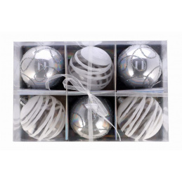 Set šestih srebrnih božičnih okraskov 3 vzorci za drevo