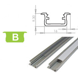 Aluminijasti profil za LED trakove B vgradni 1m