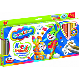 Bambino Trikotne barvice v lesenem okvirju 24 barv + šilček